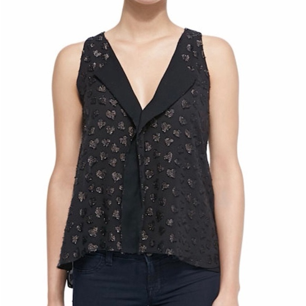 Alice + Olivia XS black sleeveless top with glittery heart pattern‎ size XS